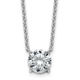 14k White Gold 3 carat Certified Lab Grown Diamond VS/SI+ G+ Round Complete Four Prong 18 inch Solitaire Necklace